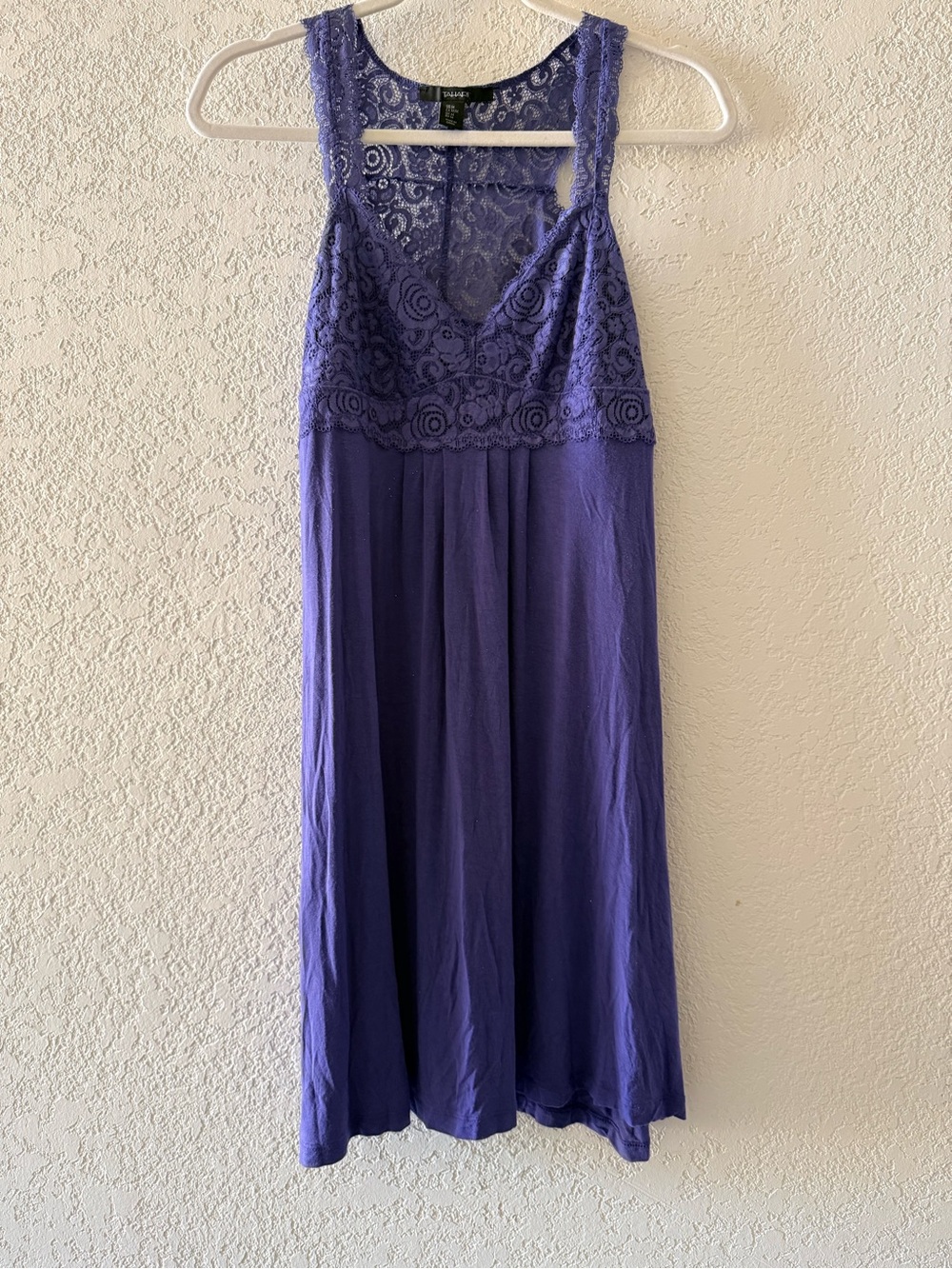 TAHARI Babydoll Floral Lace Bodice Purple Pleated Nightgown Womens Size Med